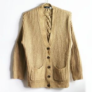 Urban Outfitters Braided Back Tan Cardigan S